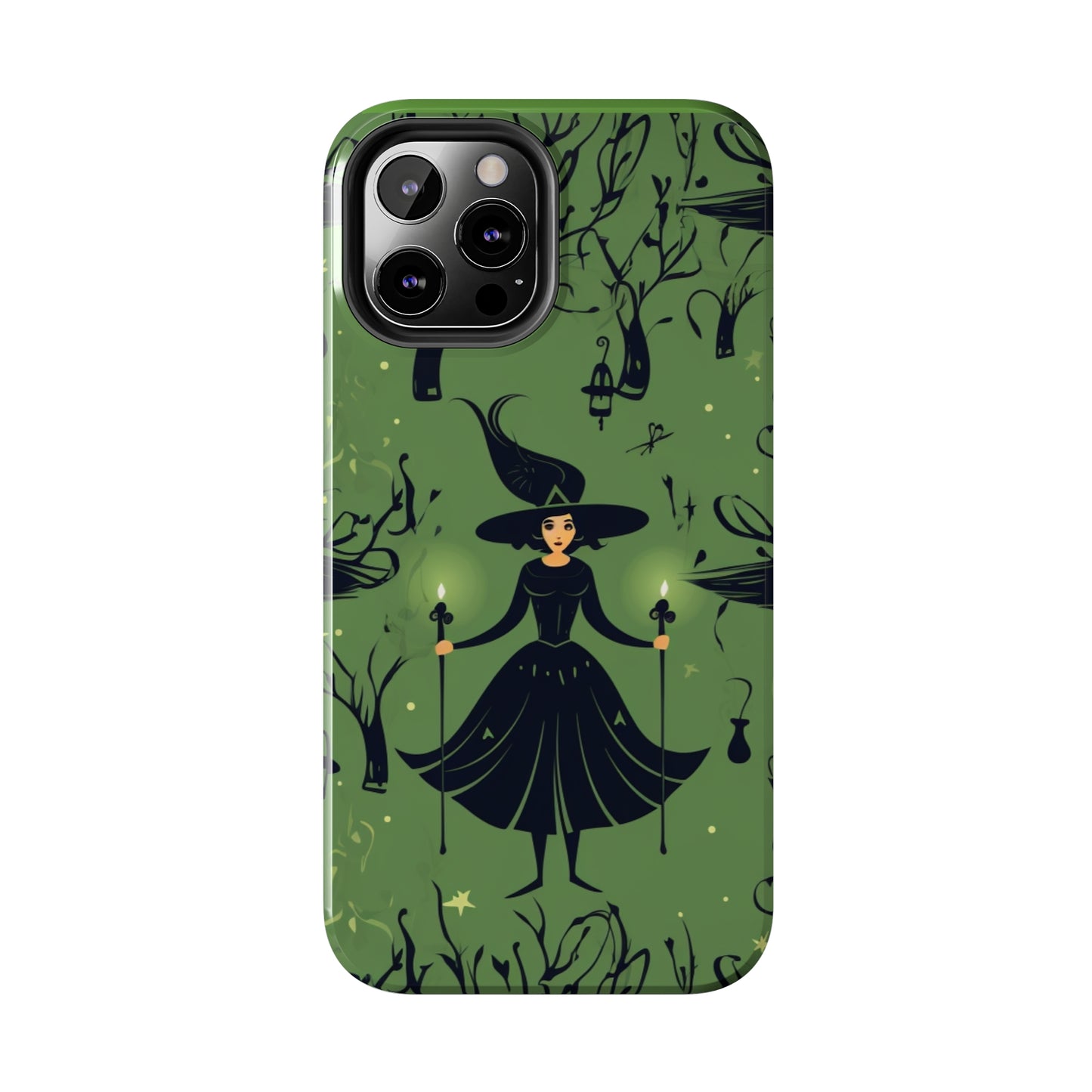 Dark Forest Witch Tough iPhone Cases | Green Witch Protective Phone Case | Impact-Resisant, Shock Absorbing | iPhone 15 All Models | Premium