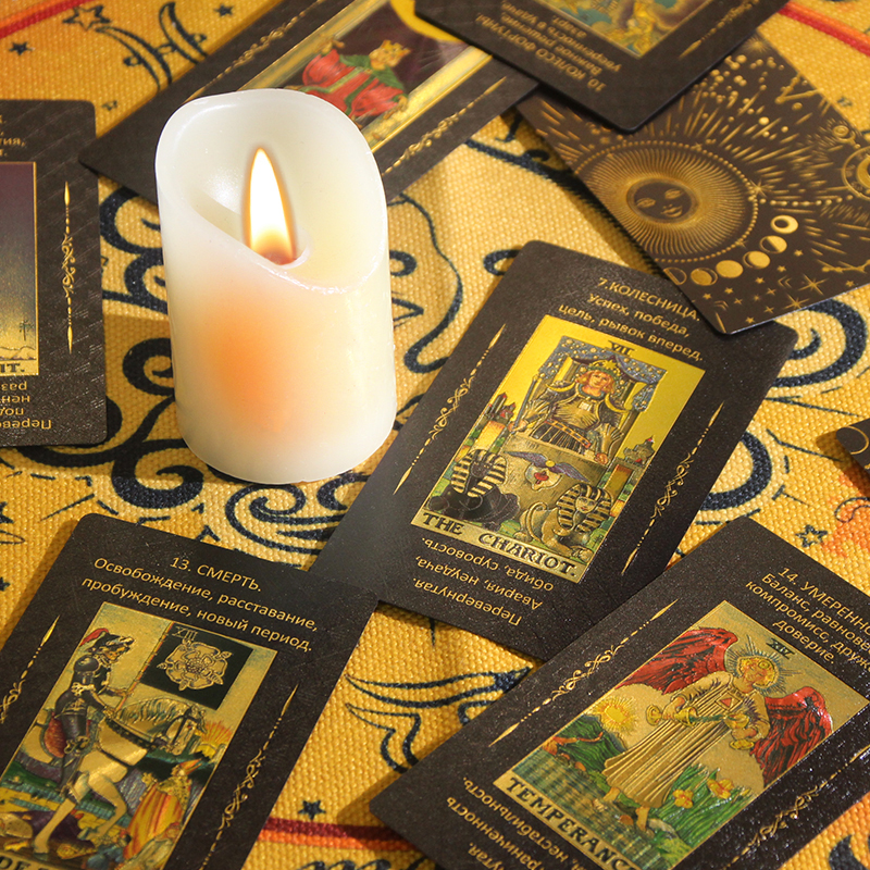 Black-Gold Foil Rider-Waite-Smith Tarot Card Deck & Box