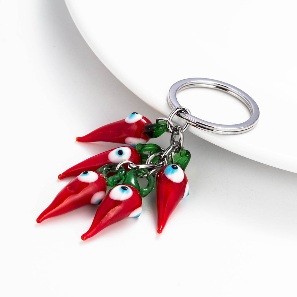 Evil Eye Spicy Red Chilli Pepper Keychain | Nazar Accessories