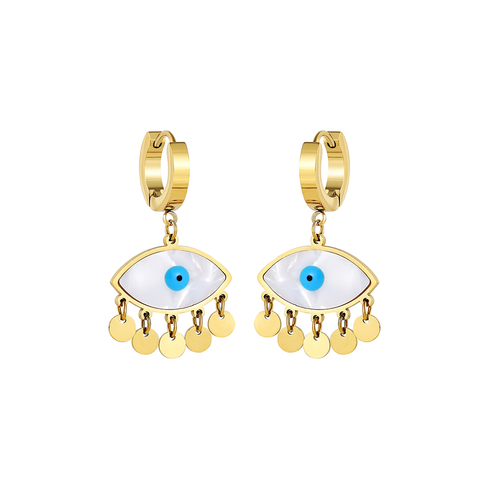 Gold Evil Eye Drop Earrings | Stainless Steel | Spiritual Jewelry