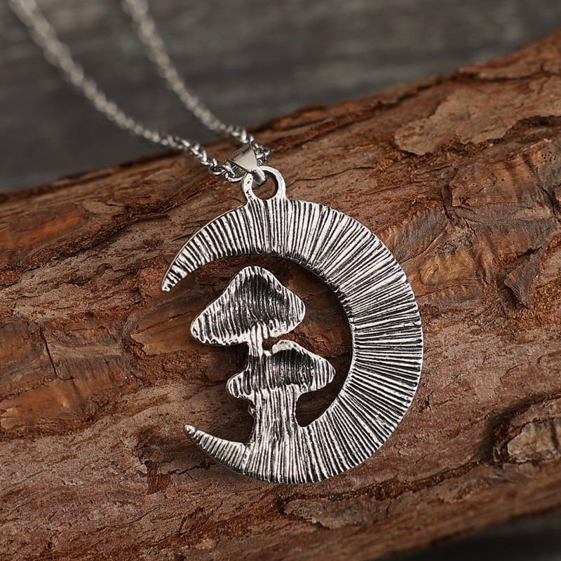 Crescent Moon Mushroom Necklace | Whimsigoth Style