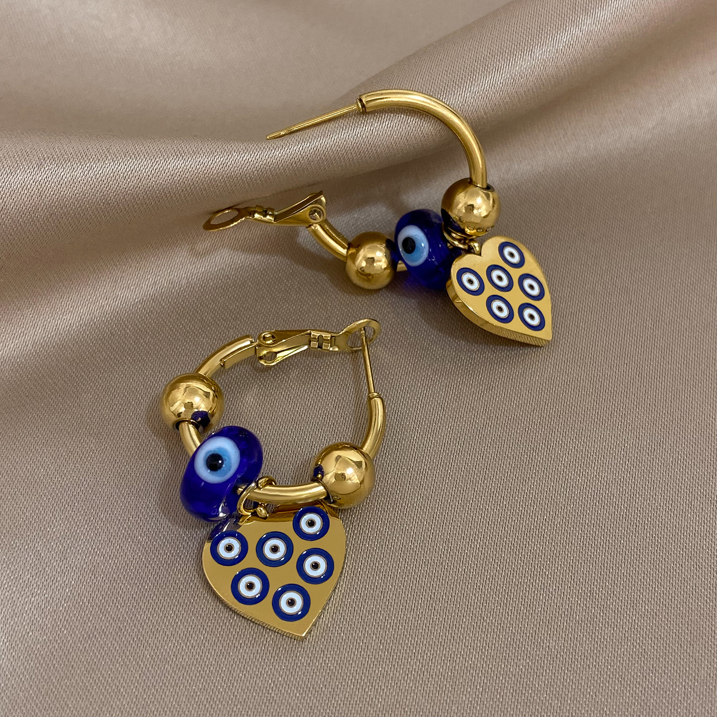 Gold Evil Eye Earrings | 316L Stainless Steel Nazar Jewelry