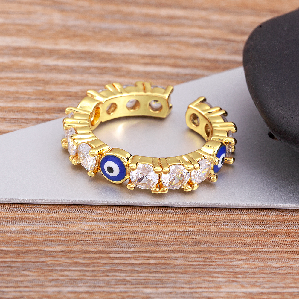 Evil Eye Gold Ring | Zircon Crystal | Spiritual, Nazar Jewelry