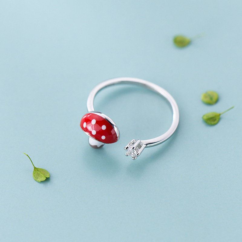925 Sterling Silver Mushroom Ring | Adjustable Forest, Botanical Jewelry