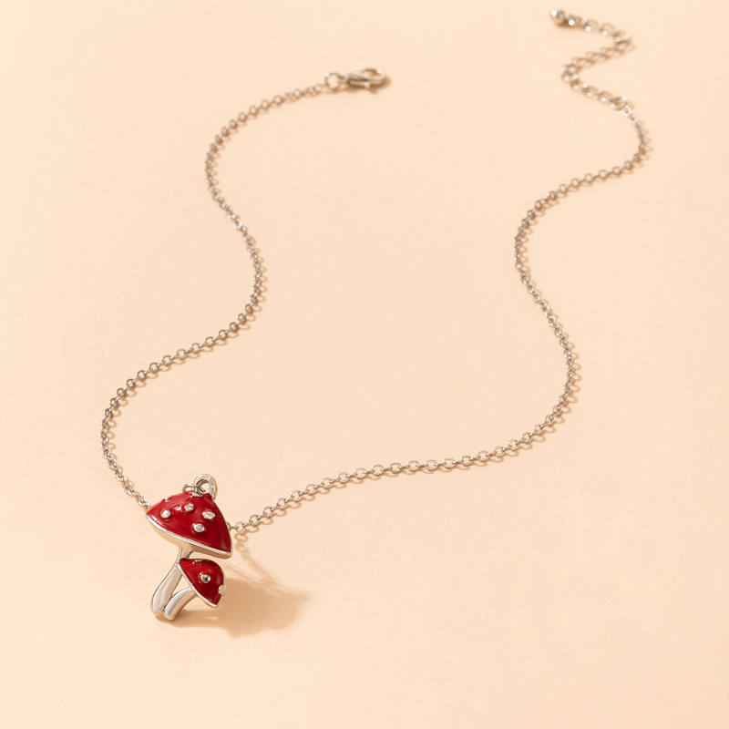 Mushroom & Cherry Necklace | Aesthetic Forest Jewelry