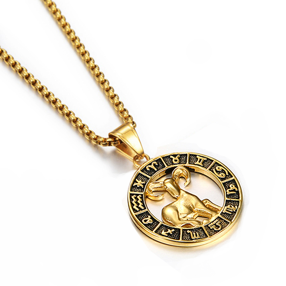18k Gold Plated Zodiac Necklace and Pendant | Astrological, 12 Constellations