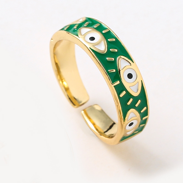 Aesthetic Gold Evil Eye Ring | Spiritual, Hamsa Style Stainless Steel Jewelry