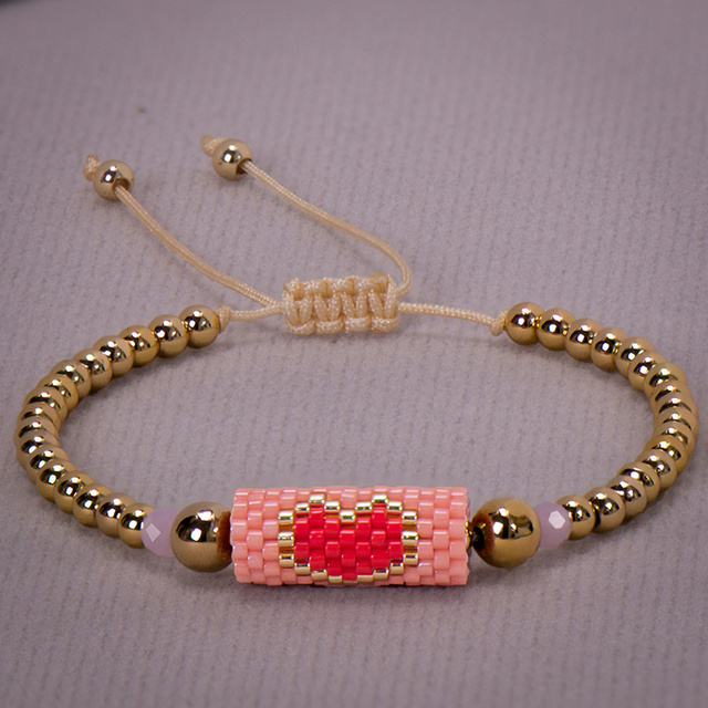 Gold Beaded Heart Bracelet