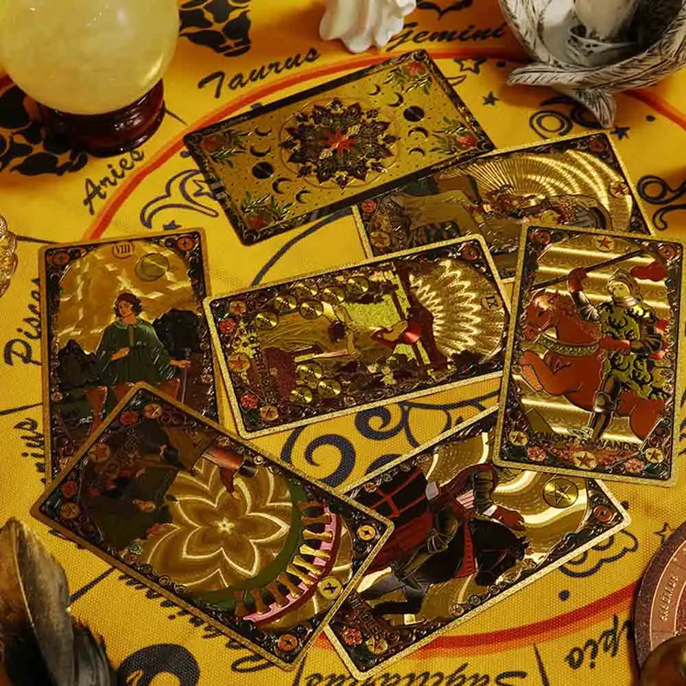 Luxury Gold Foil Moon Tarot Card Deck with Storage Box | Rider-Waite-Smith