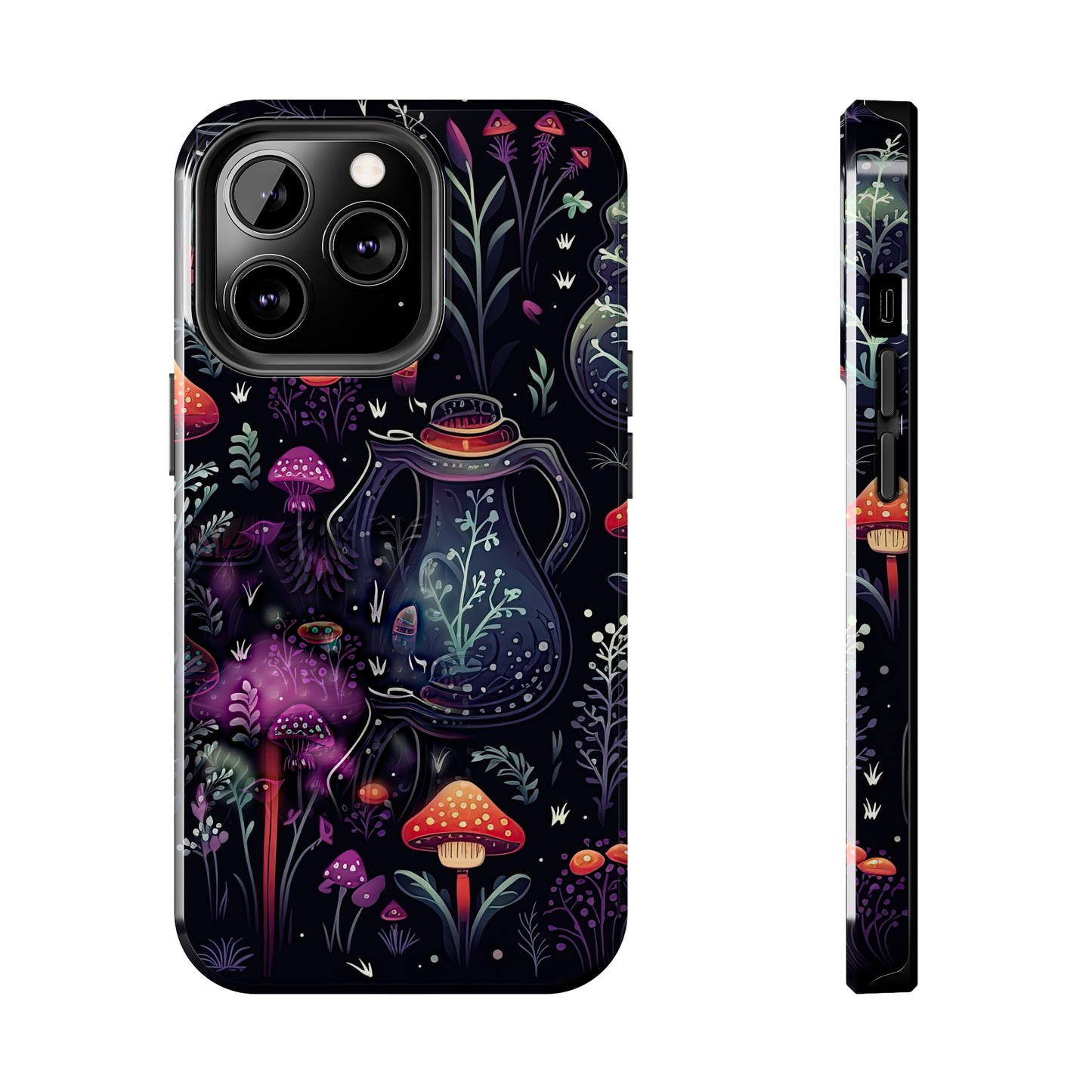 Fungi Mushroom Tough iPhone case | Witchy Dark Forest Aesthetic | Purple Foliage