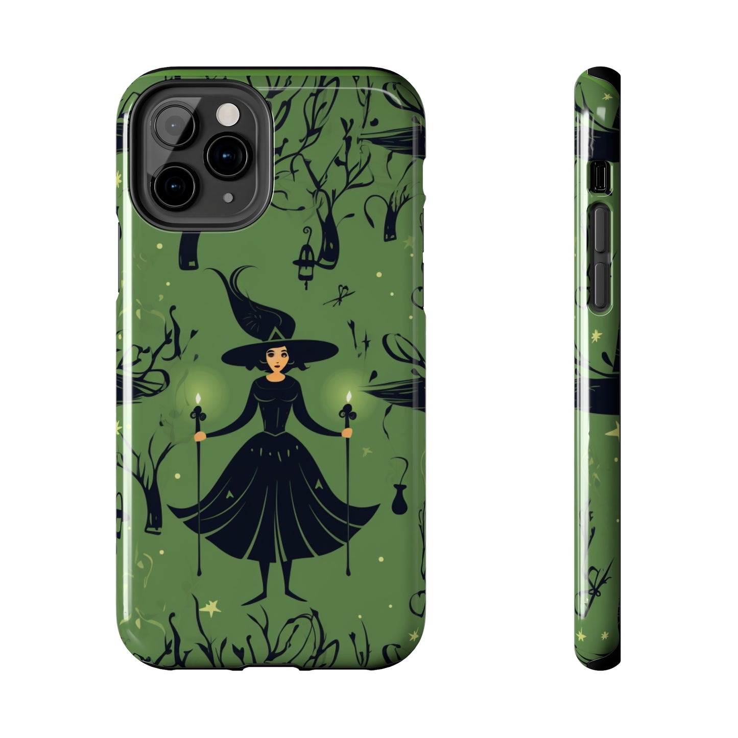 Dark Forest Witch Tough iPhone Cases | Green Witch Protective Phone Case | Impact-Resisant, Shock Absorbing | iPhone 15 All Models | Premium