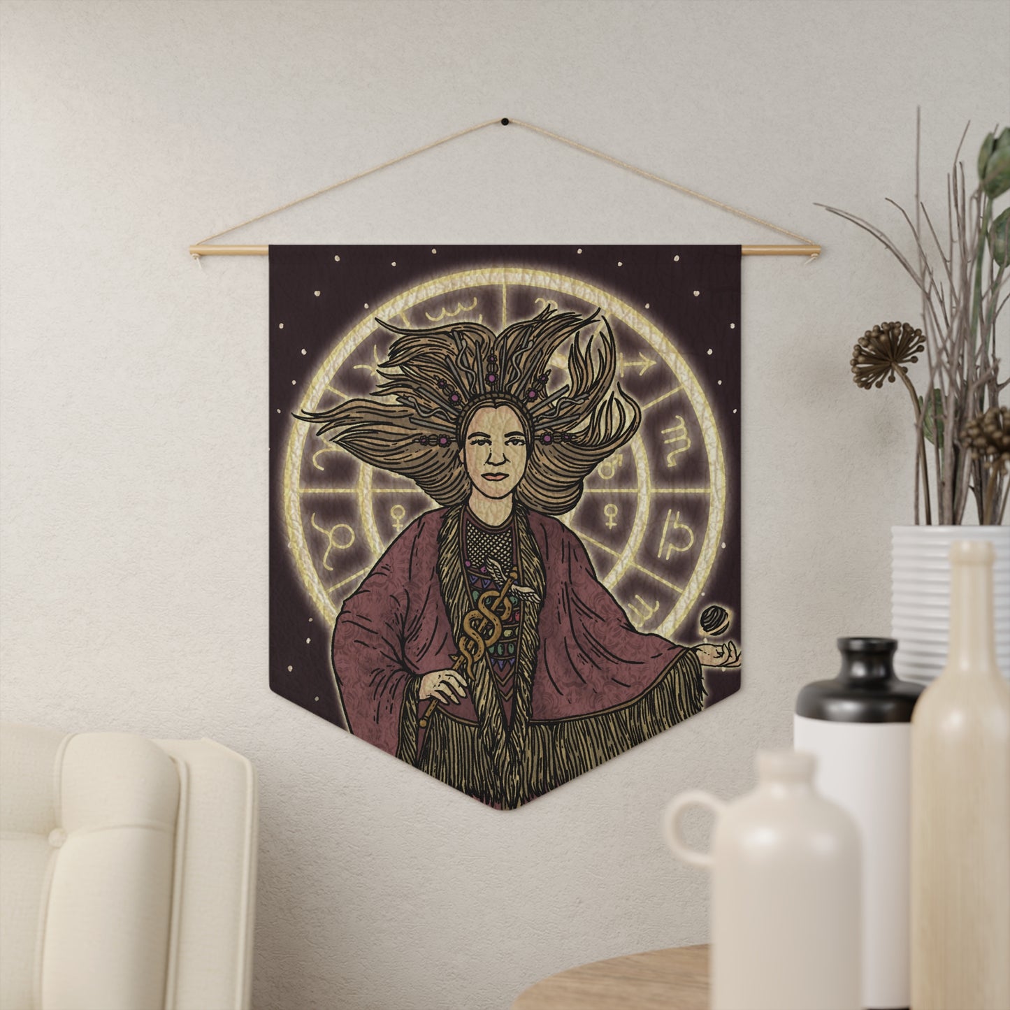 Astrogirl Tarot Card Hanging Wall Pennant | Astrology-themed Spiritual Hanging Wall Decor