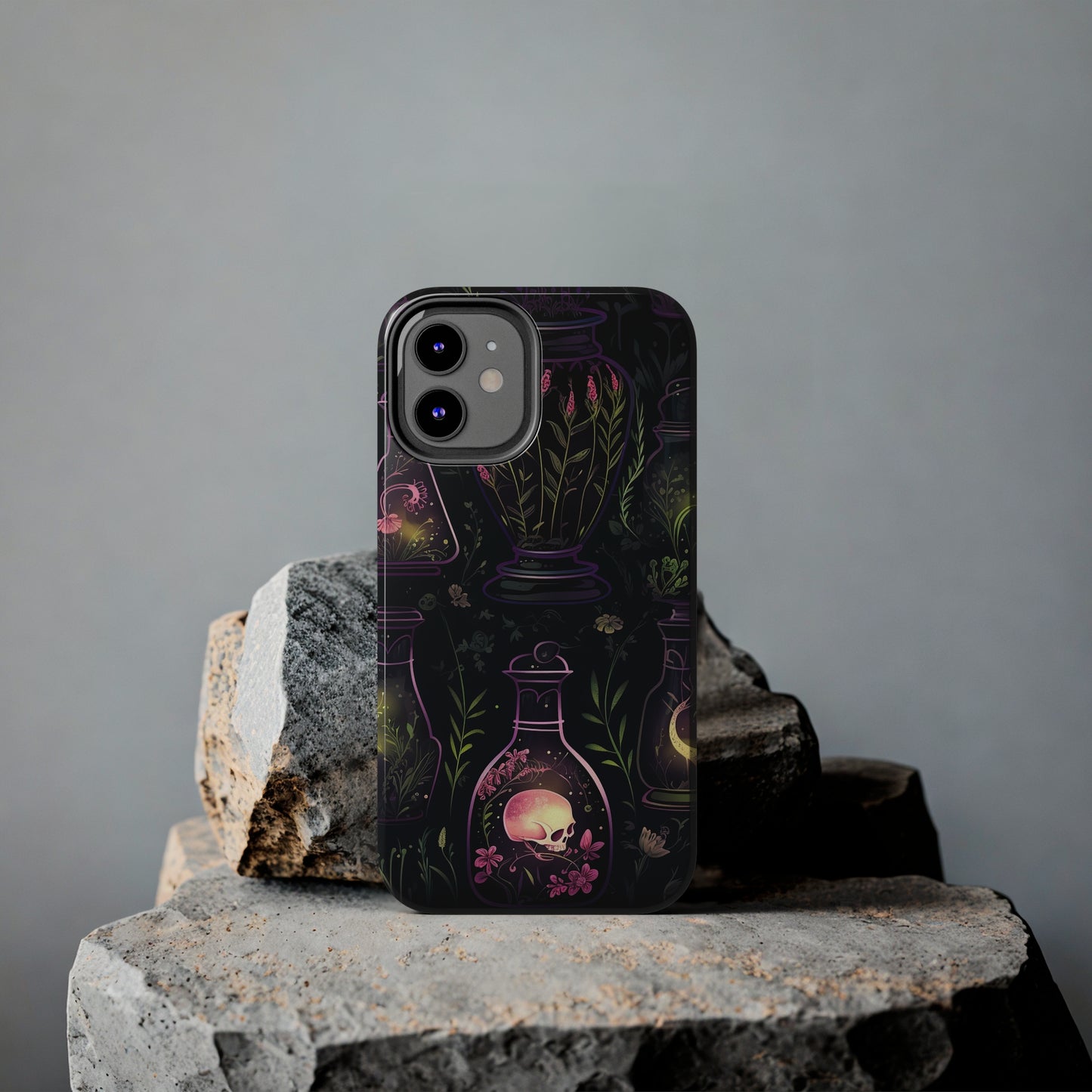 Dark Forest Skull Tough iPhone Cases | Spooky and Eerie Tincture / Potion Design | Durable and Protective Phone Case | Impact-Resistant