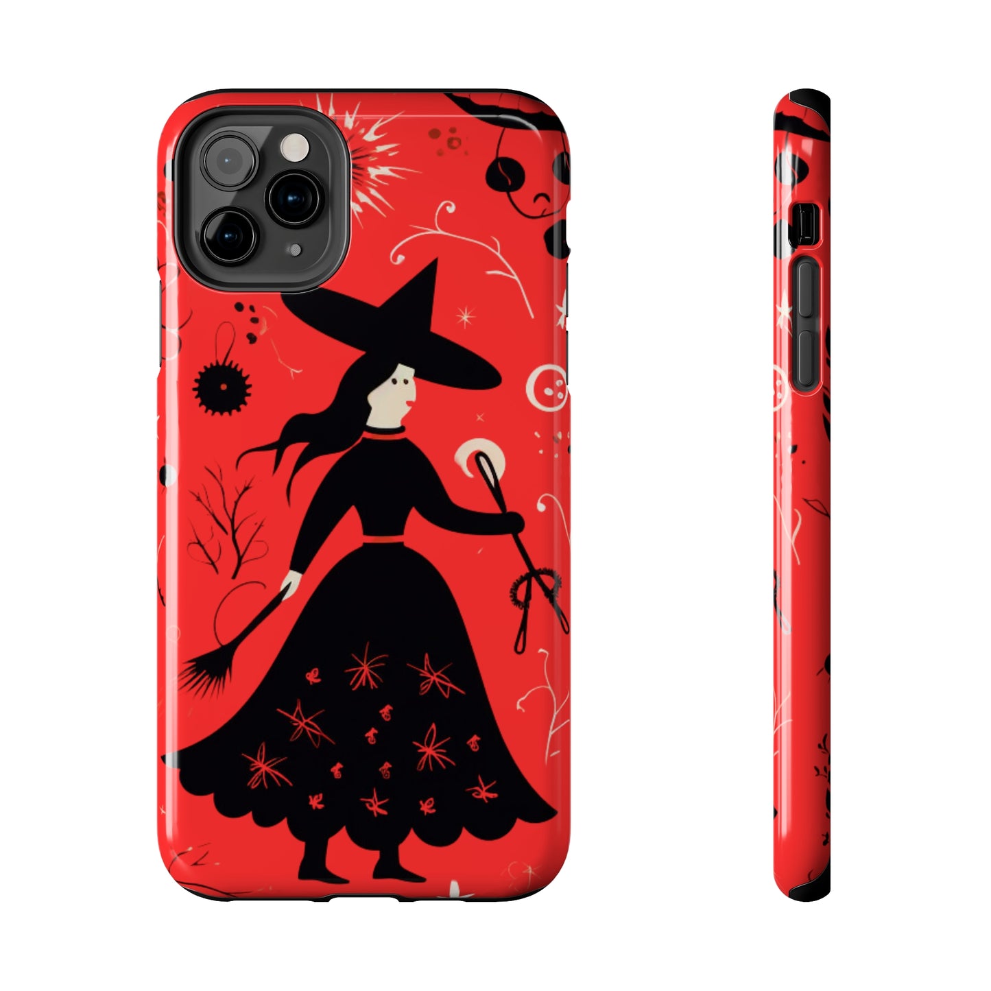 Red Dark Forest Witch Tough iPhone Cases | Abstract Witchy Protective Phone Case | Impact-Resistant, Anti-Shock | iPhone 15