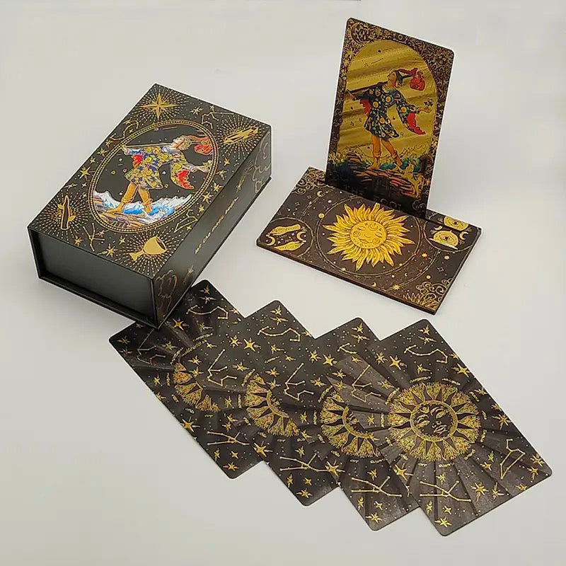 Luxury Gold Foil Tarot Card Deck with Box and Card Stand | Rider-Waite-Smith