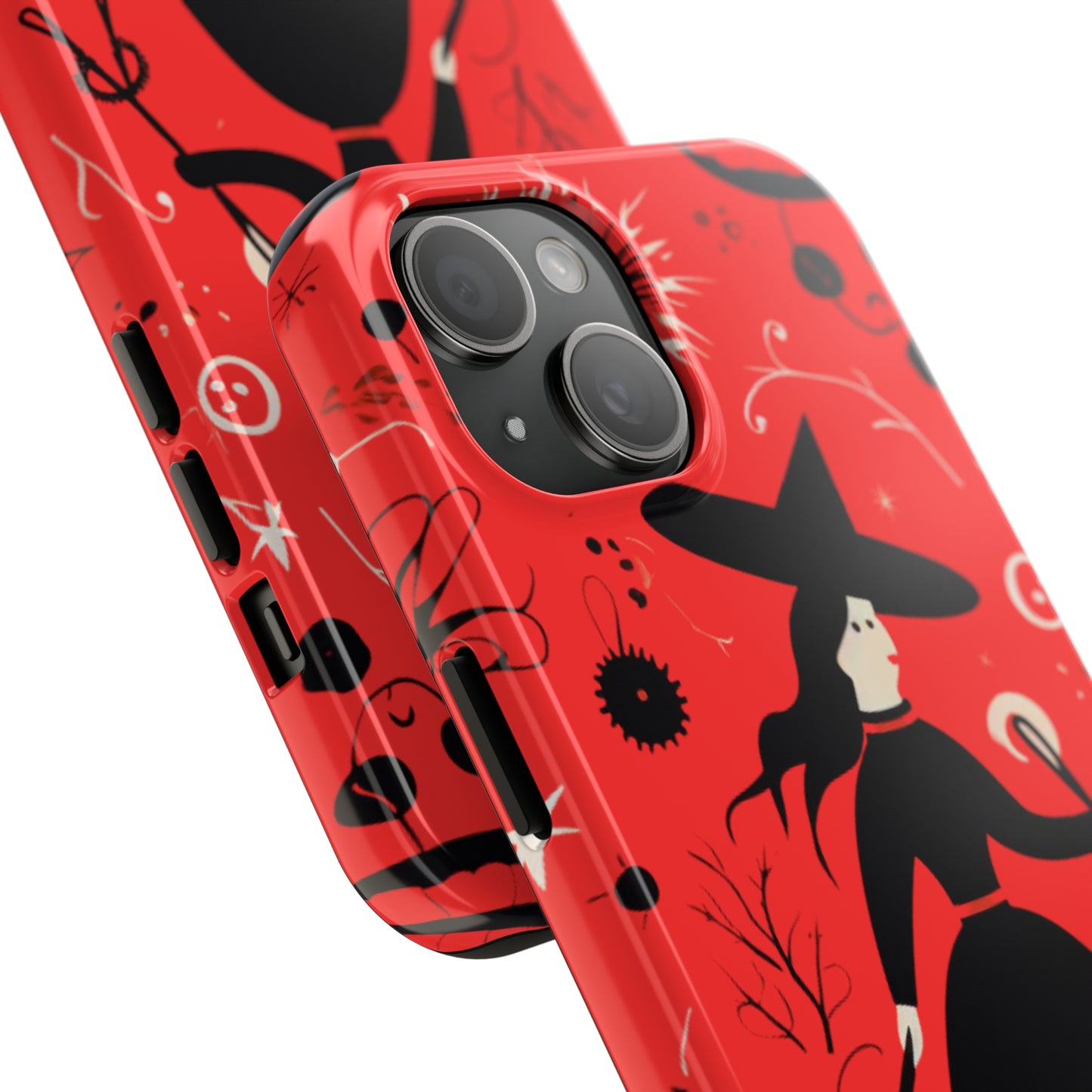Red Dark Forest Witch Tough iPhone Cases | Abstract Witchy Protective Phone Case | Impact-Resistant, Anti-Shock | iPhone 15
