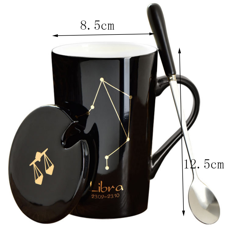 Celestial Zodiac Mug with Spoon | Horoscope, Constellation Mug | Black & White