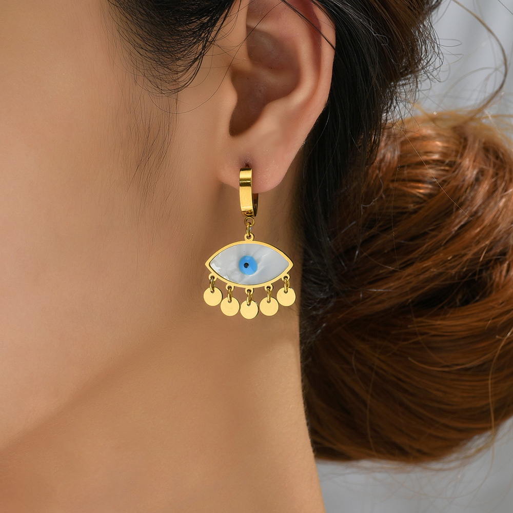 Gold Evil Eye Drop Earrings | Stainless Steel | Spiritual Jewelry