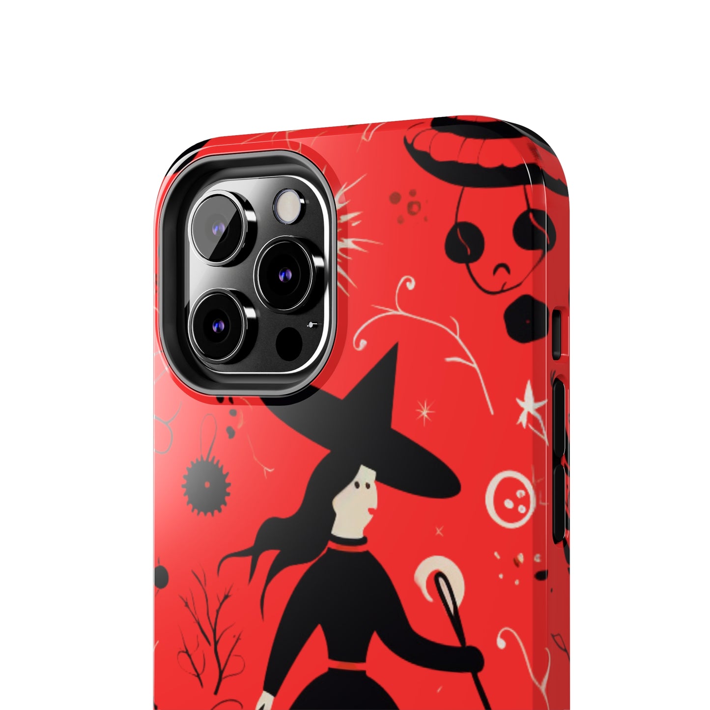 Red Dark Forest Witch Tough iPhone Cases | Abstract Witchy Protective Phone Case | Impact-Resistant, Anti-Shock | iPhone 15