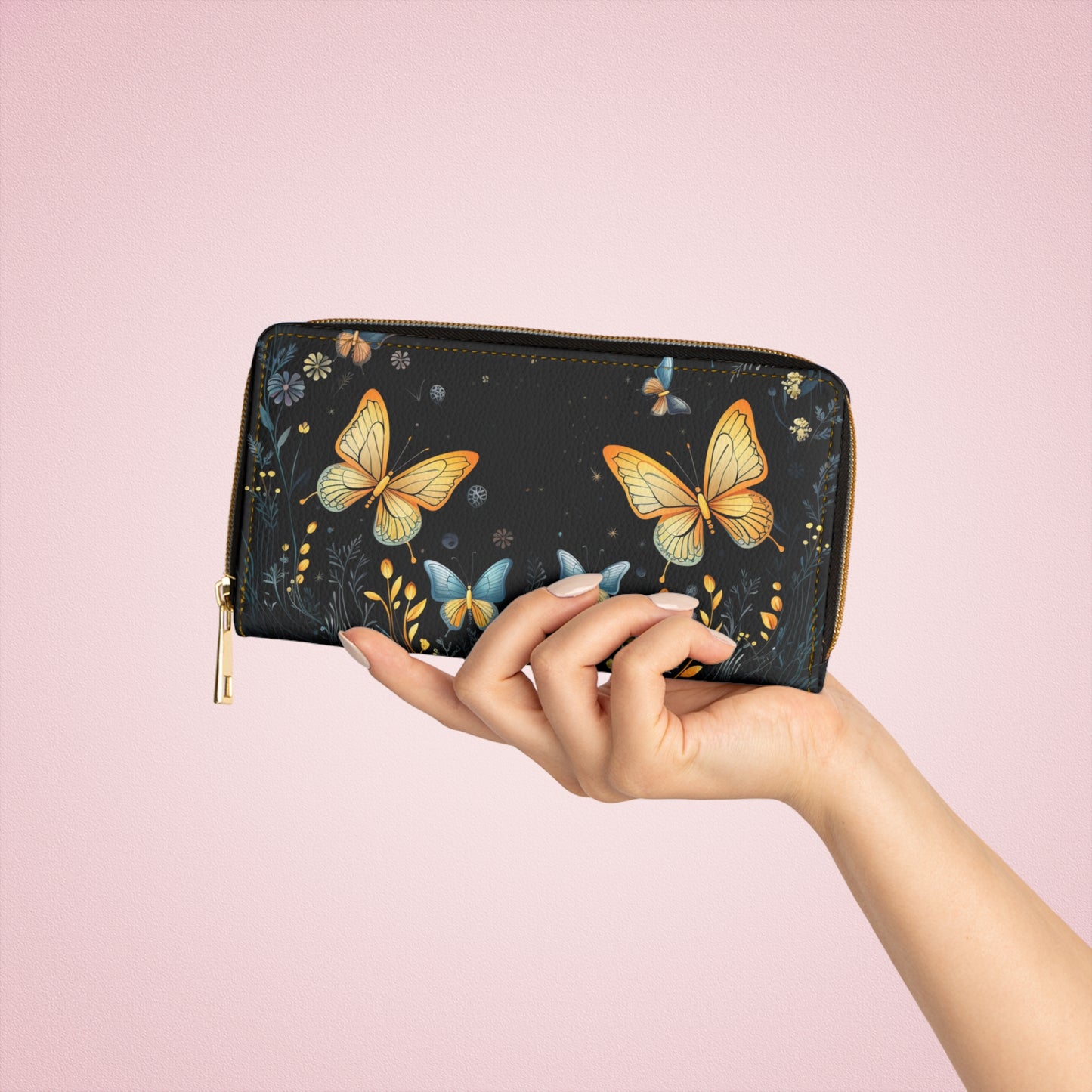 Butterly Night Zipper Wallet | Aesthetic Premium Wallet Design