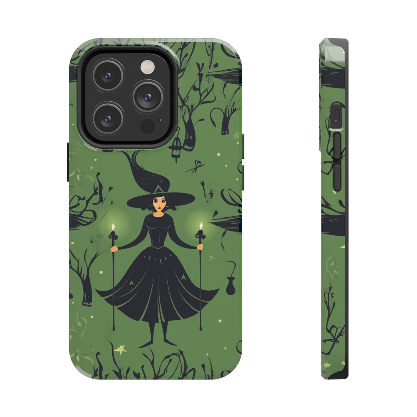Dark Forest Witch Tough iPhone Cases | Green Witch Protective Phone Case | Impact-Resisant, Shock Absorbing | iPhone 15 All Models | Premium
