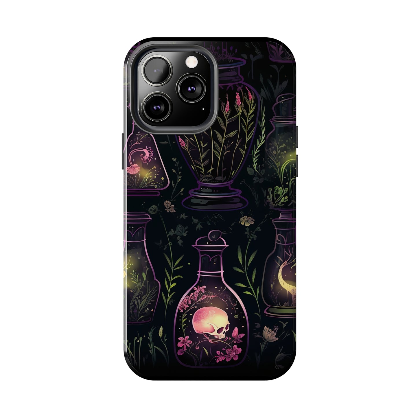 Dark Forest Skull Tough iPhone Cases | Spooky and Eerie Tincture / Potion Design | Durable and Protective Phone Case | Impact-Resistant