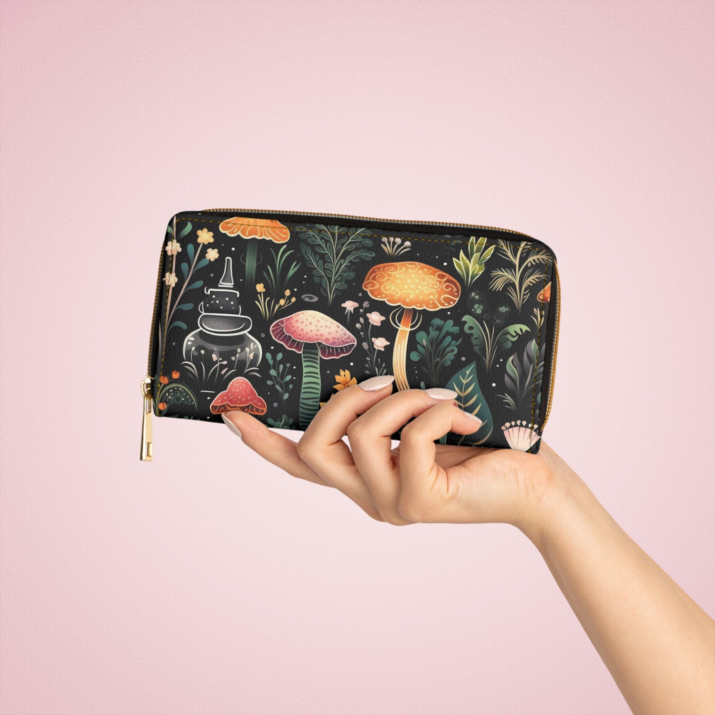 Dark Forest Tincture Zipper Wallet | Witchy Potion Wallet Design