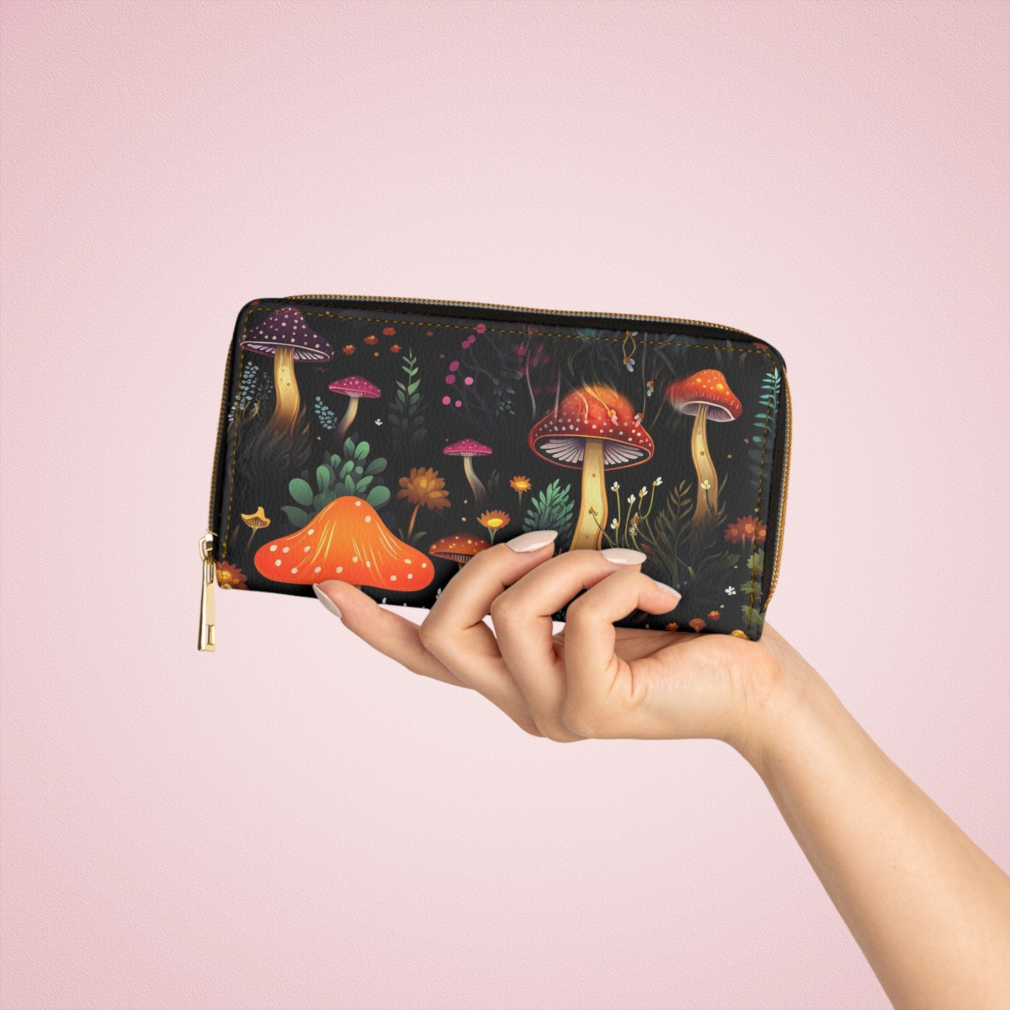 Mushroom Zipper Wallet | Dark Forest, Witchy, Witch Wallet Design