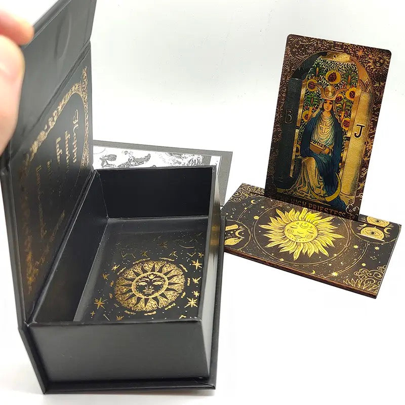 Luxury Gold Foil Tarot Card Deck with Box and Card Stand | Rider-Waite-Smith