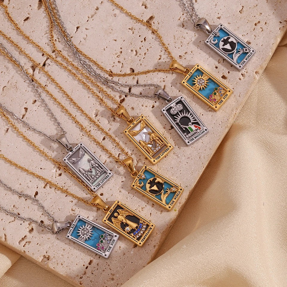 18k Gold Plated Dainty Tarot Card Necklace | Silver / Gold Jewelry