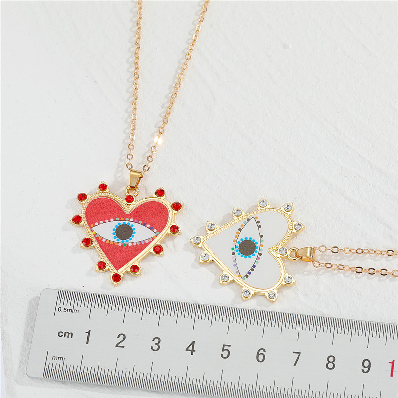 Heart-Shaped Evil Eye Pendant Necklace | Aesthetic Hamsa Protection Design