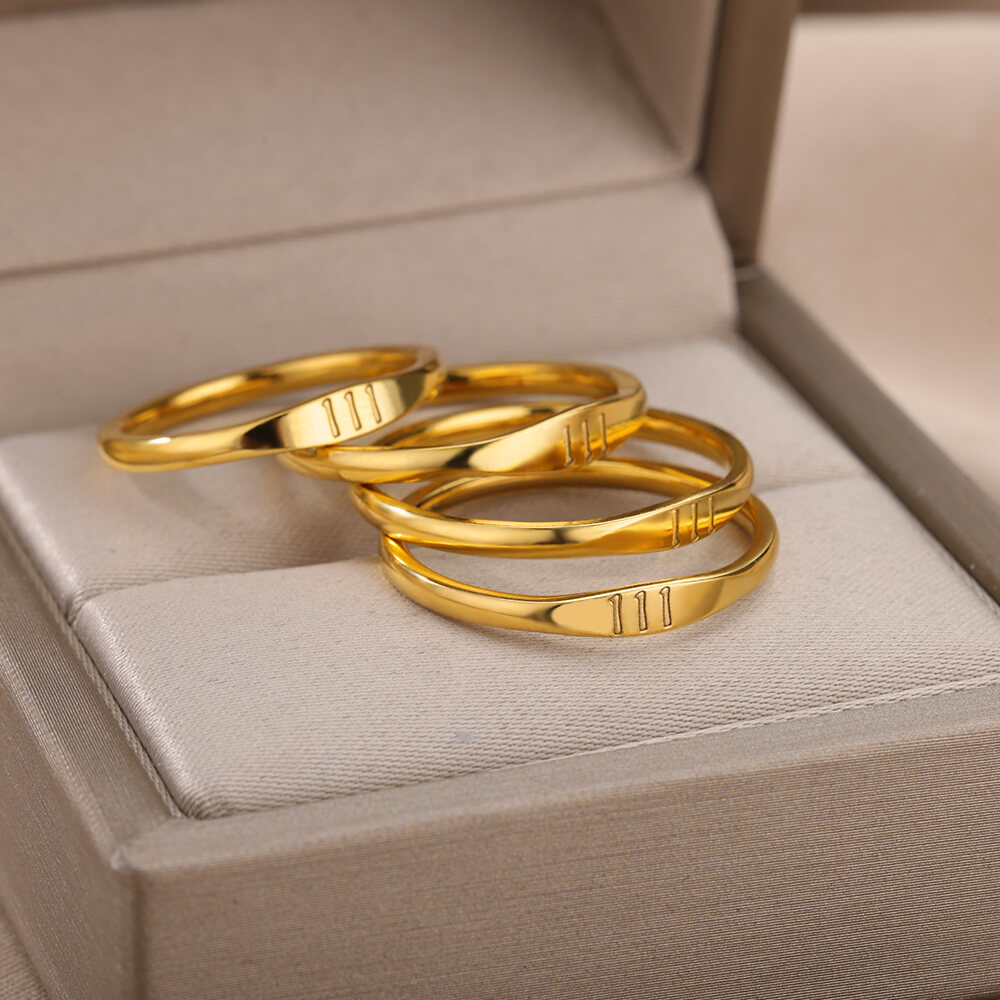 11:11 Angel Numbers Gold Ring | Stainless Steel | 111, 222, 333