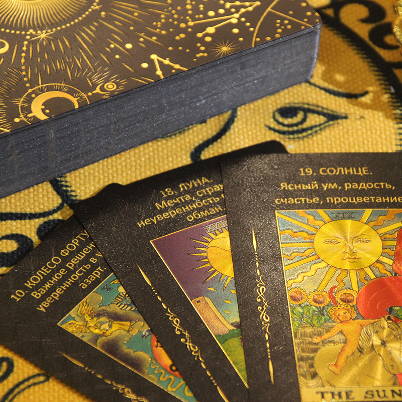 Black-Gold Foil Rider-Waite-Smith Tarot Card Deck & Box