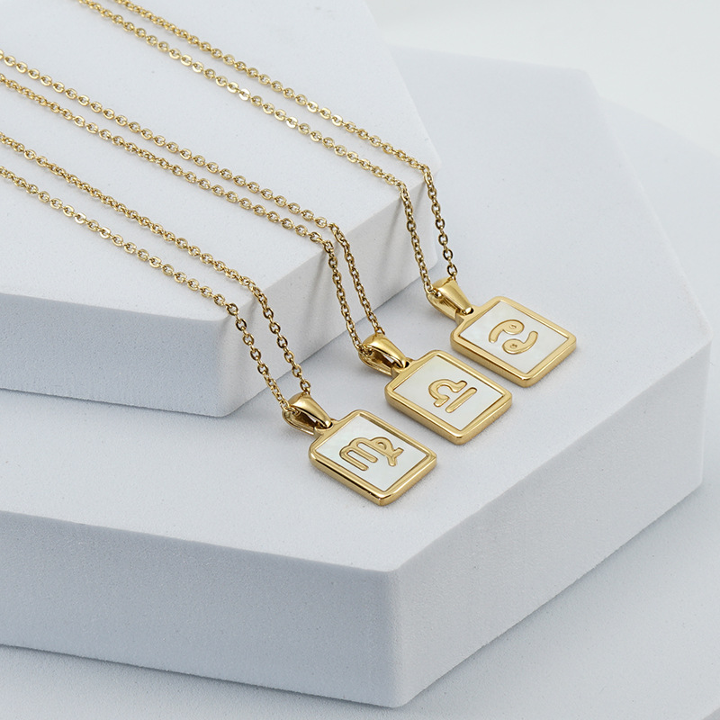 18k Gold - White Enamel Zodiac Sign Necklace | Dynamic Astrology Jewelry