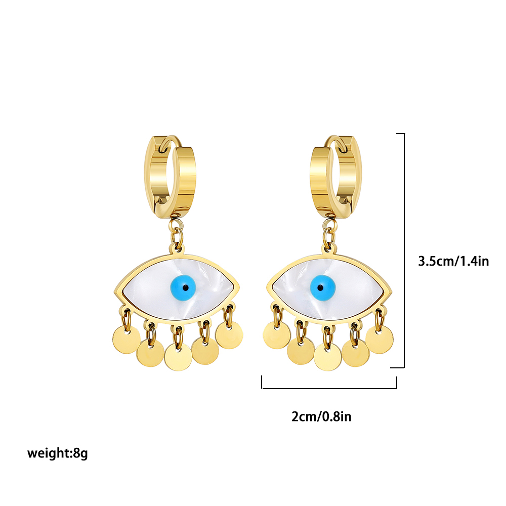 Gold Evil Eye Drop Earrings | Stainless Steel | Spiritual Jewelry