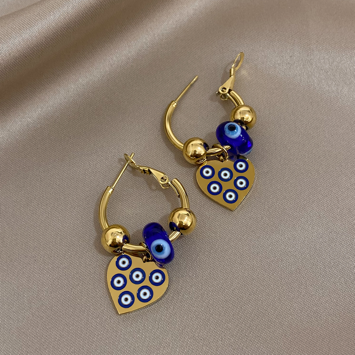 Gold Evil Eye Earrings | 316L Stainless Steel Nazar Jewelry