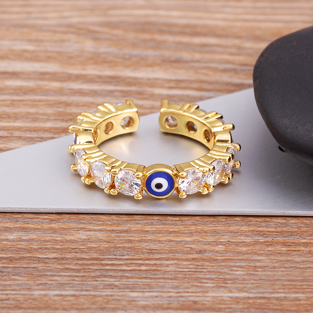 Evil Eye Gold Ring | Zircon Crystal | Spiritual, Nazar Jewelry
