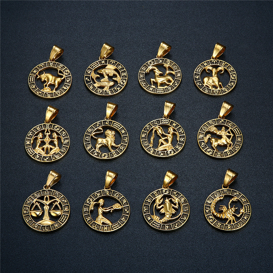 18k Gold Plated Zodiac Necklace and Pendant | Astrological, 12 Constellations