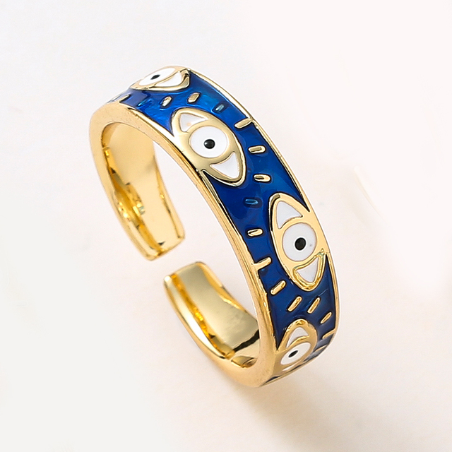 Aesthetic Gold Evil Eye Ring | Spiritual, Hamsa Style Stainless Steel Jewelry