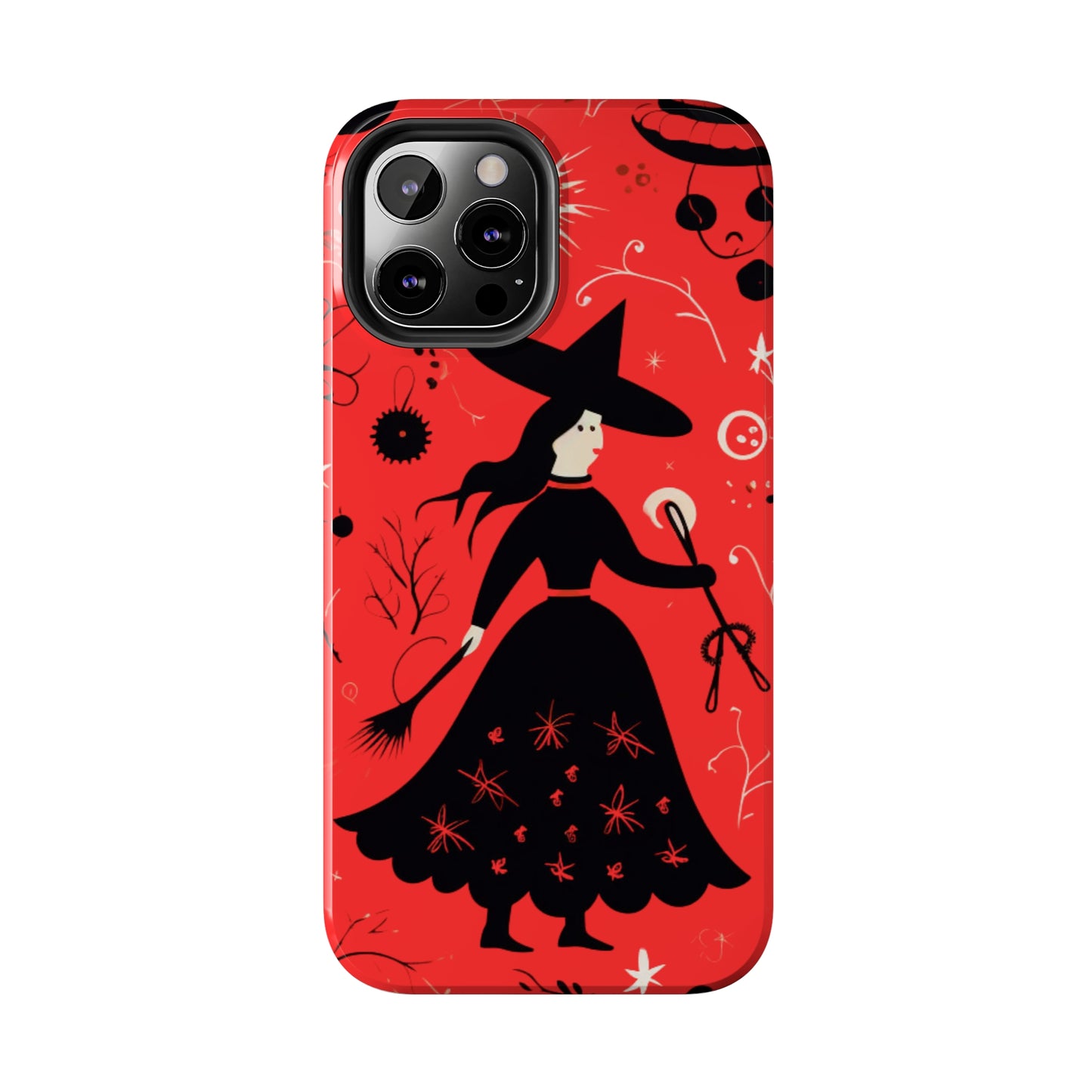 Red Dark Forest Witch Tough iPhone Cases | Abstract Witchy Protective Phone Case | Impact-Resistant, Anti-Shock | iPhone 15