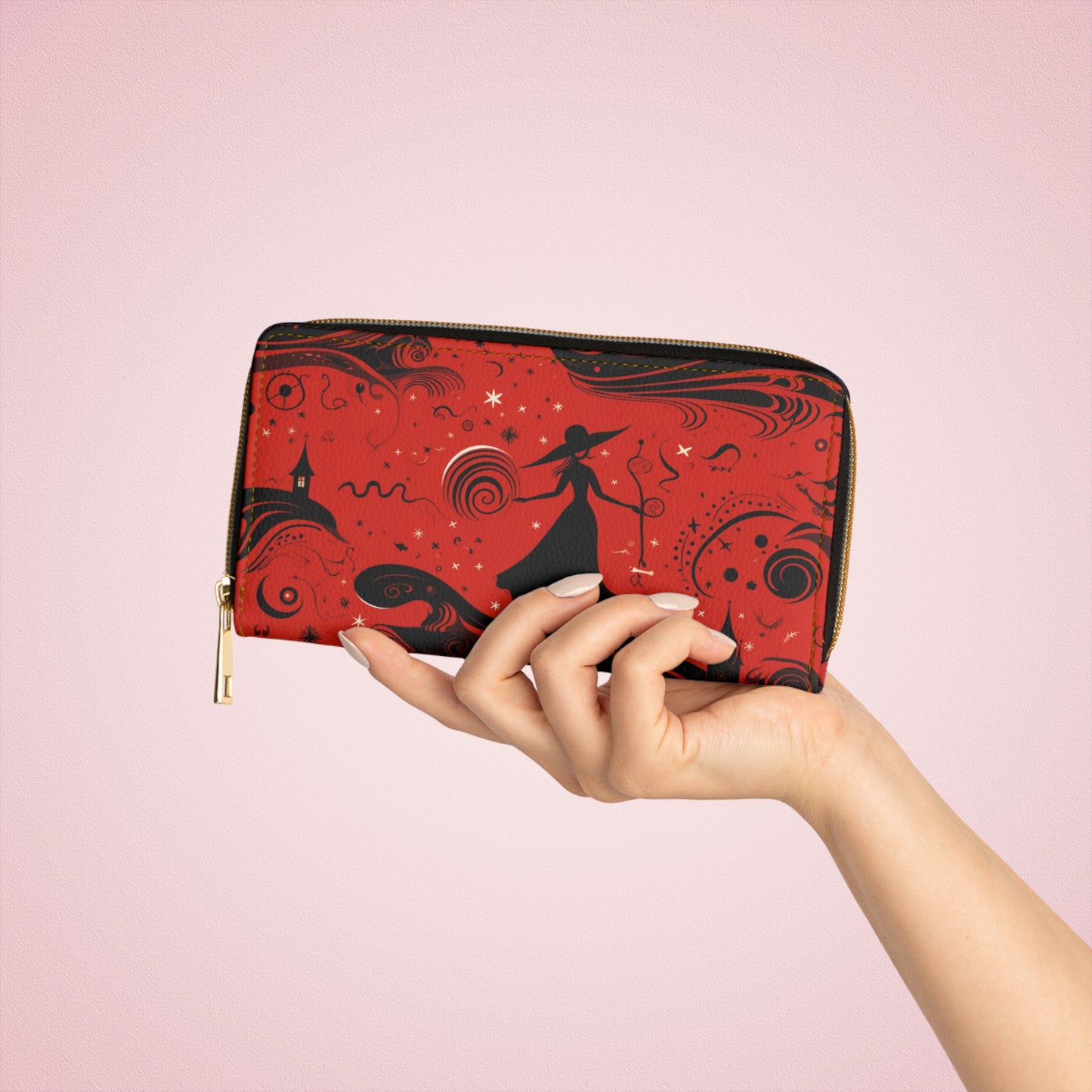 Mystery Witch Zipper Wallet | Red Witchy Themed Premium Design