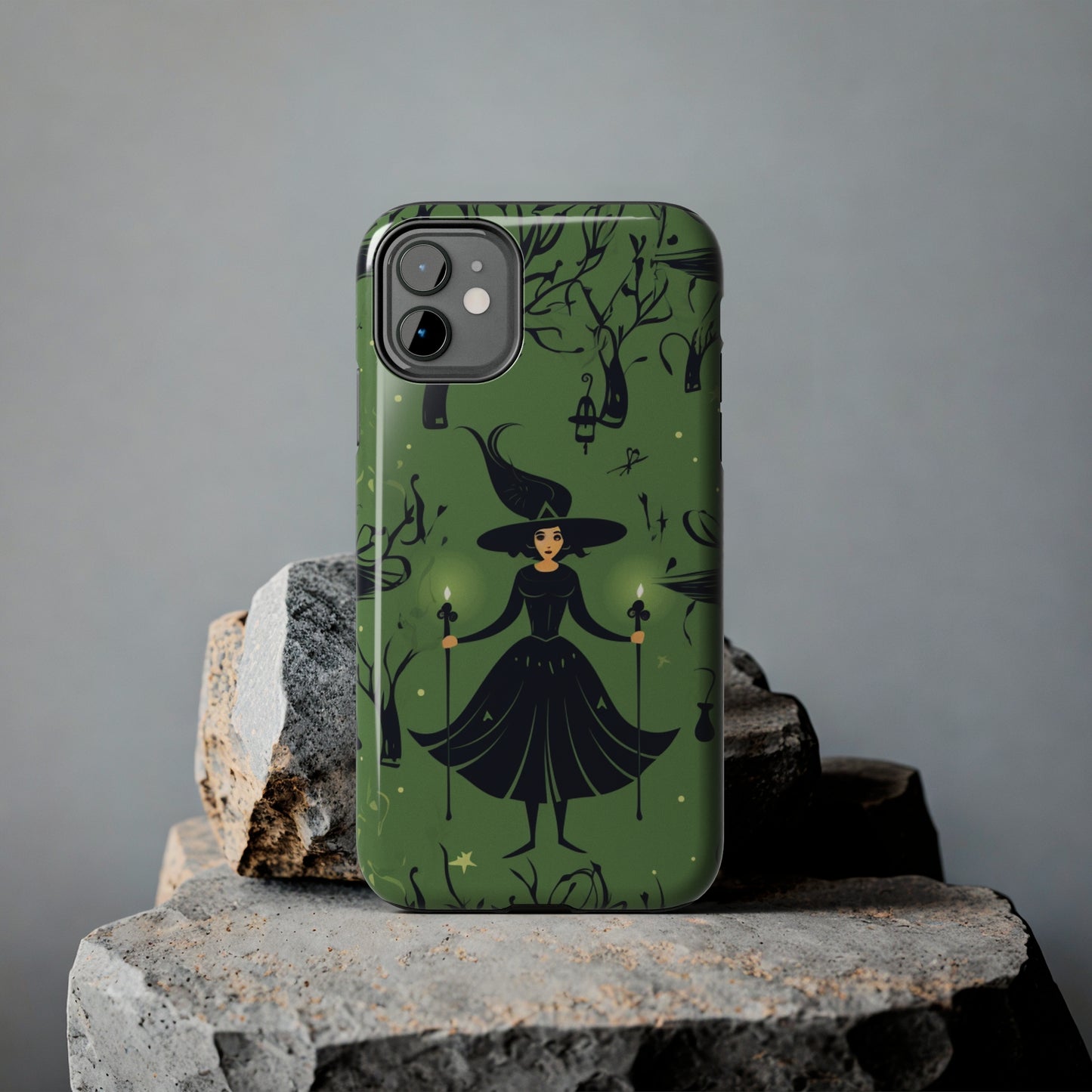 Dark Forest Witch Tough iPhone Cases | Green Witch Protective Phone Case | Impact-Resisant, Shock Absorbing | iPhone 15 All Models | Premium