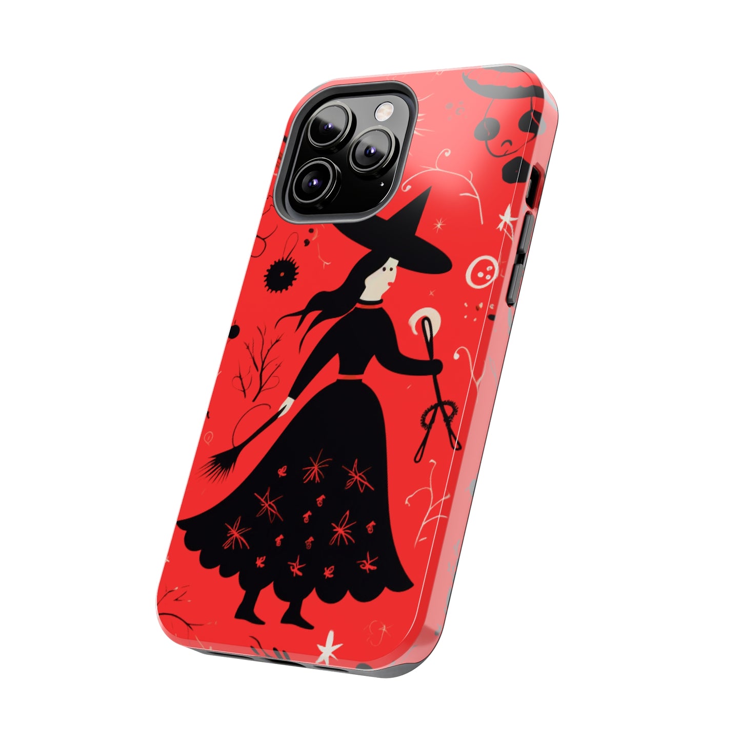 Red Dark Forest Witch Tough iPhone Cases | Abstract Witchy Protective Phone Case | Impact-Resistant, Anti-Shock | iPhone 15