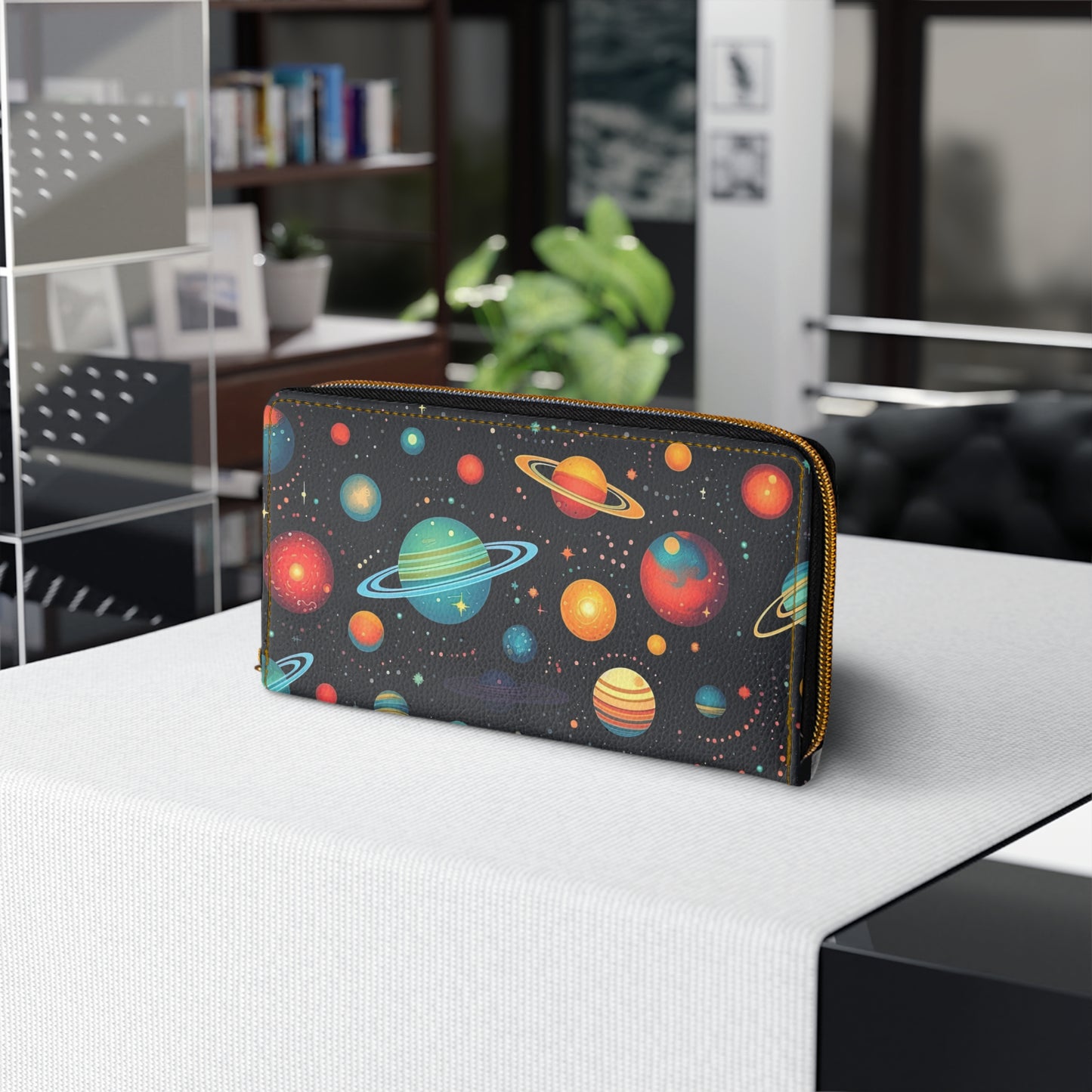 Celestial Saturn - Planets Zipper Wallet | Cosmic Themed Accessories
