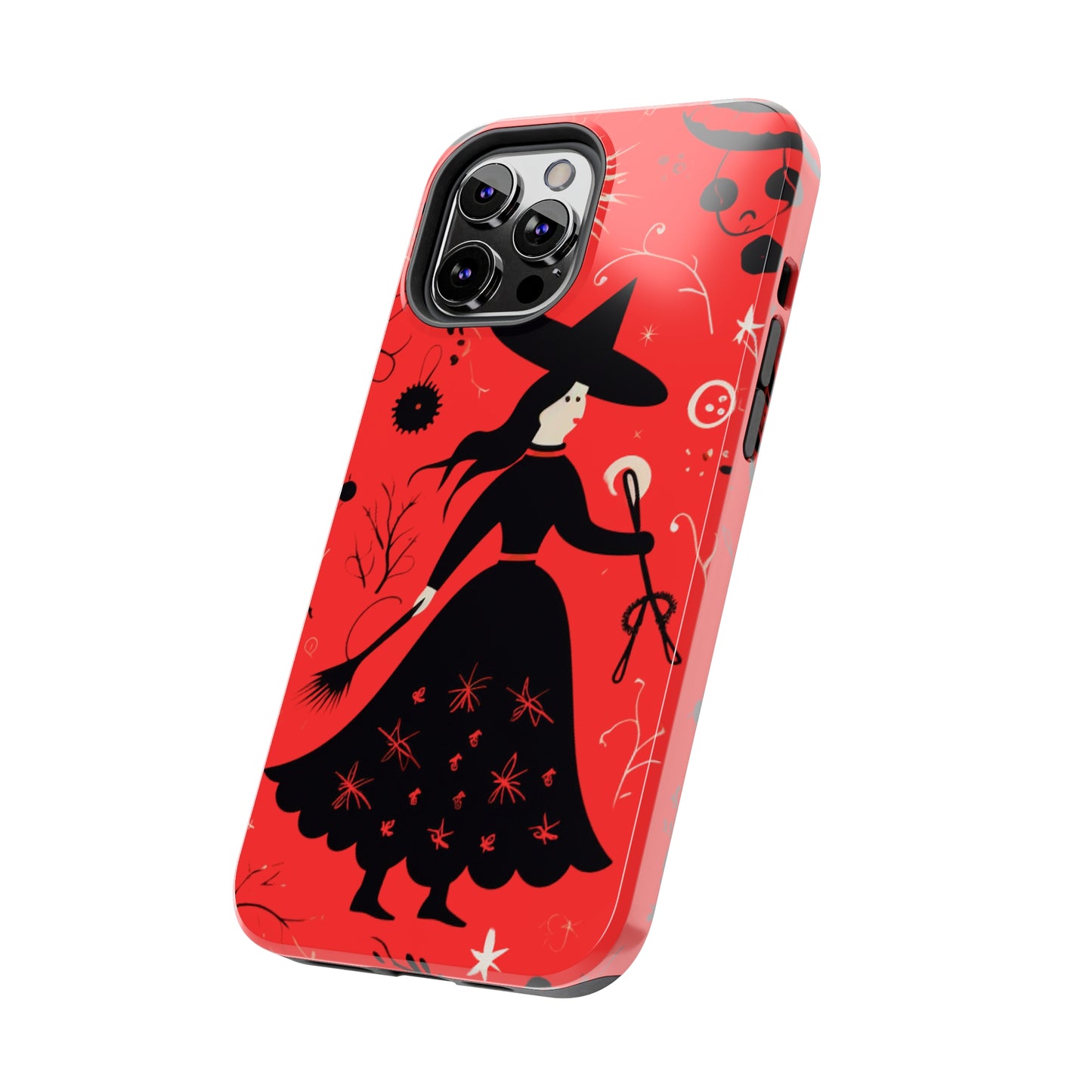 Red Dark Forest Witch Tough iPhone Cases | Abstract Witchy Protective Phone Case | Impact-Resistant, Anti-Shock | iPhone 15