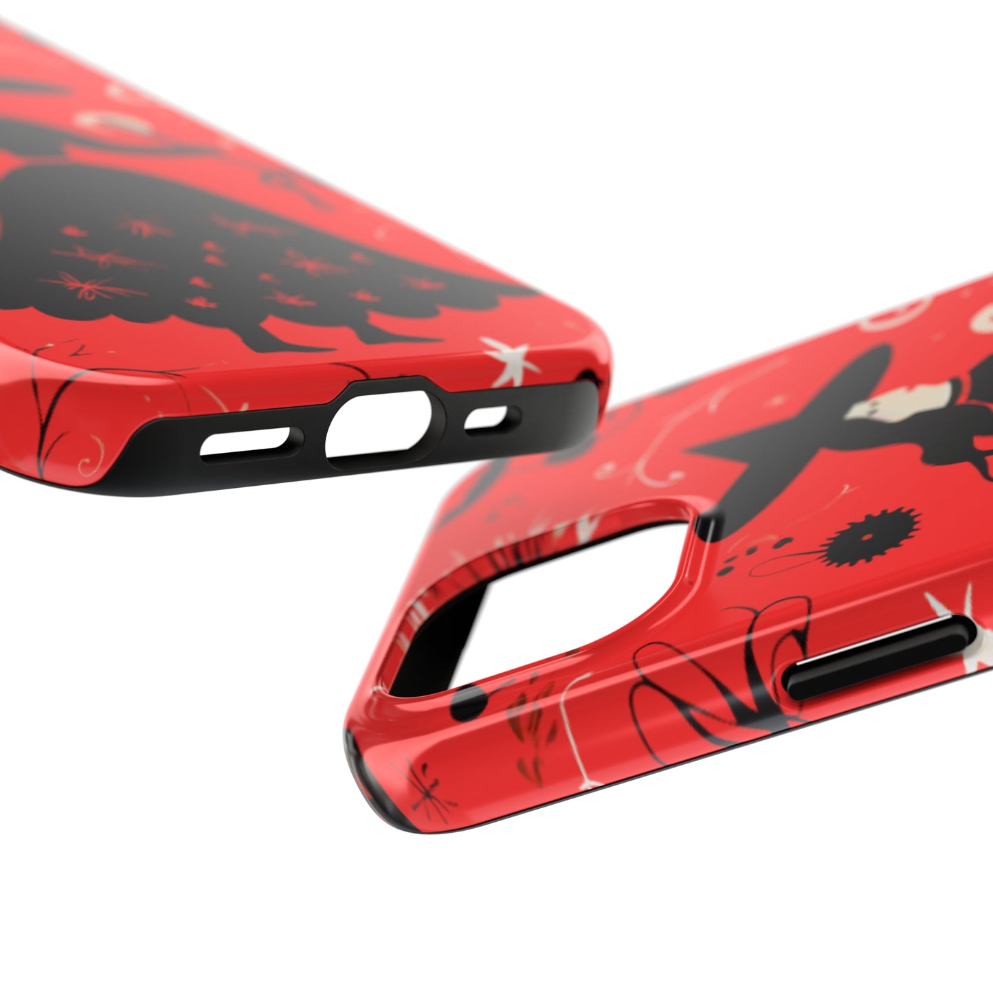 Red Dark Forest Witch Tough iPhone Cases | Abstract Witchy Protective Phone Case | Impact-Resistant, Anti-Shock | iPhone 15