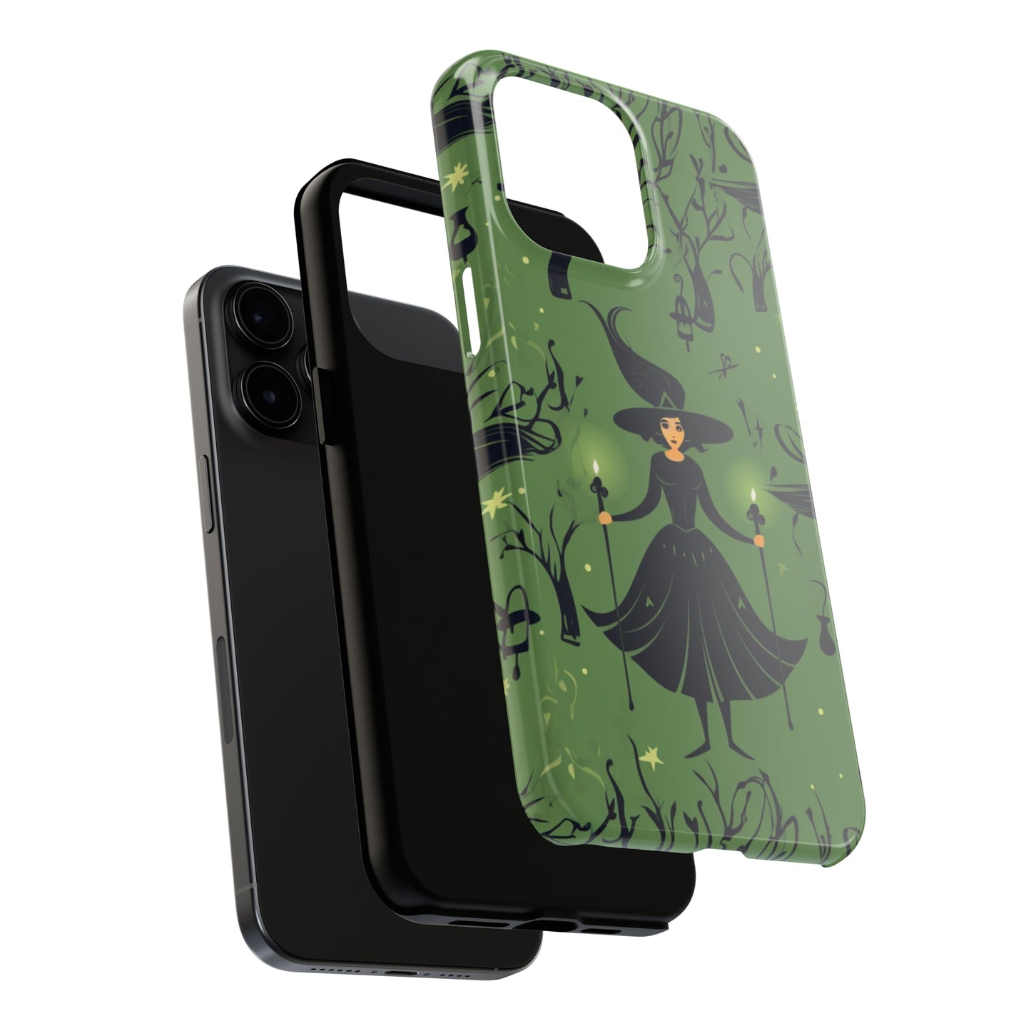 Dark Forest Witch Tough iPhone Cases | Green Witch Protective Phone Case | Impact-Resisant, Shock Absorbing | iPhone 15 All Models | Premium