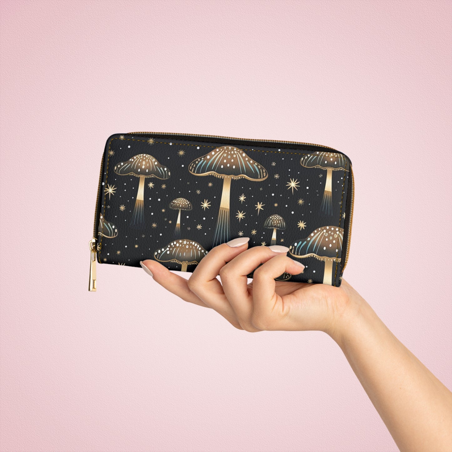 Dark Forest Botanical Zipper Wallet | Mushroom, Witch, Witchy Wallet Design