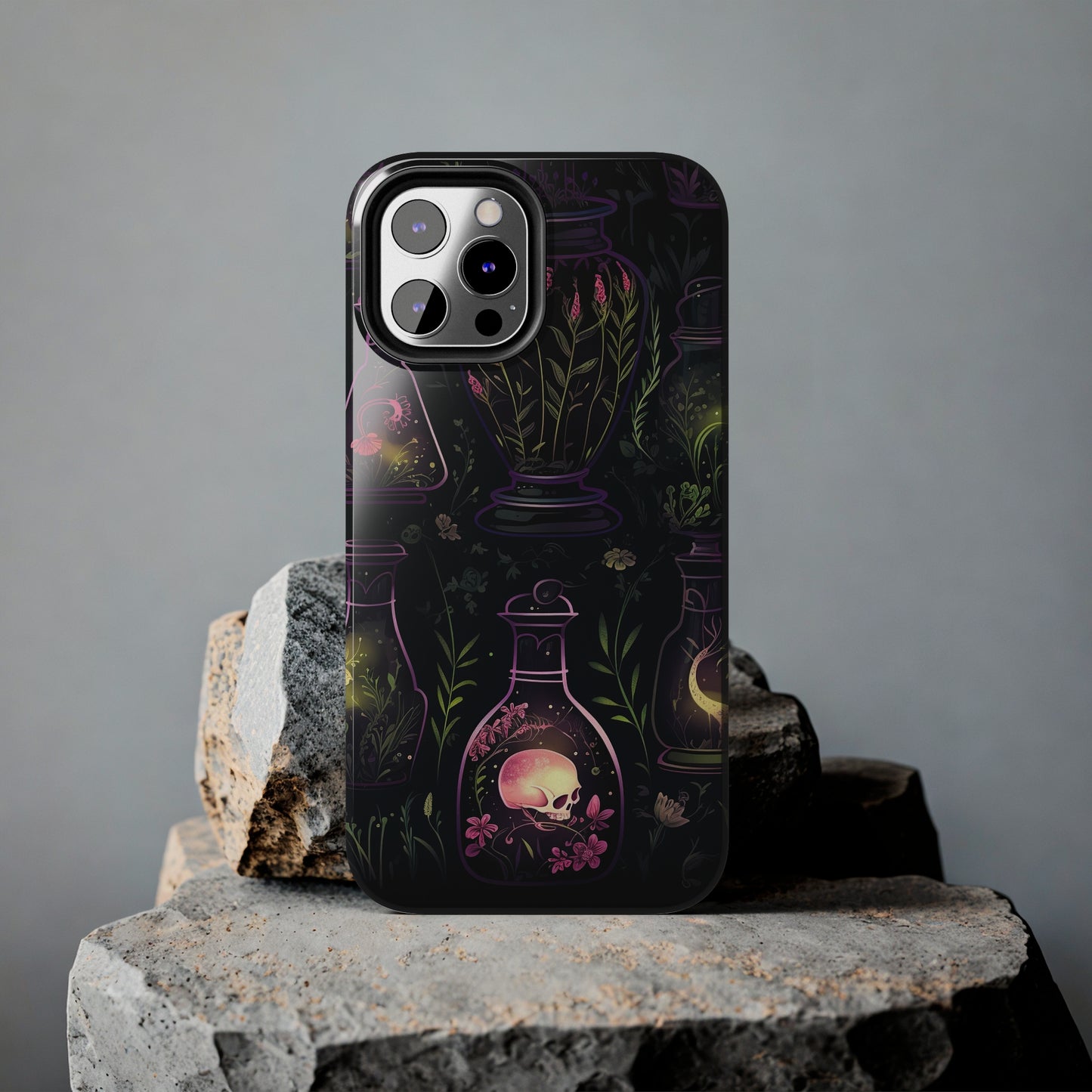 Dark Forest Skull Tough iPhone Cases | Spooky and Eerie Tincture / Potion Design | Durable and Protective Phone Case | Impact-Resistant