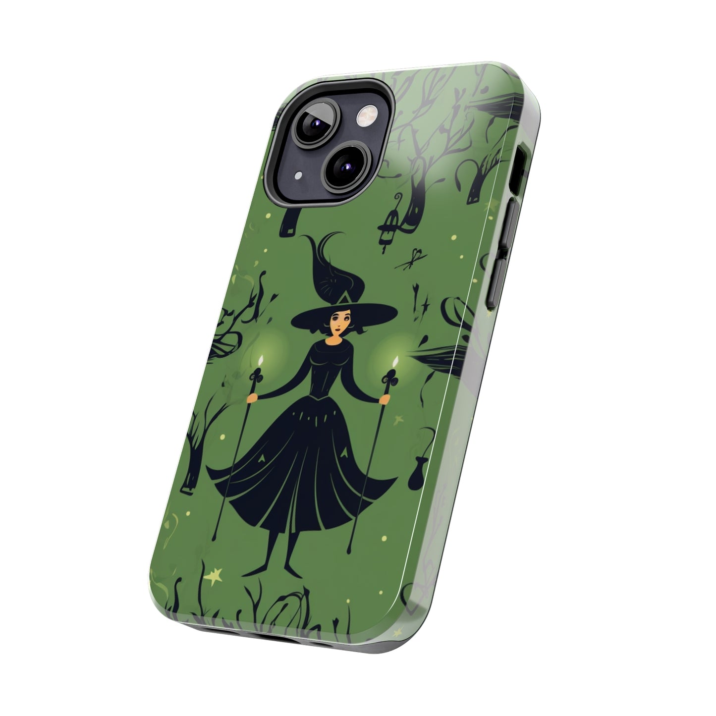 Dark Forest Witch Tough iPhone Cases | Green Witch Protective Phone Case | Impact-Resisant, Shock Absorbing | iPhone 15 All Models | Premium